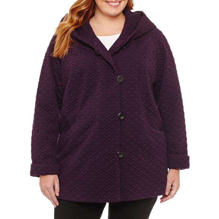 Liz Claiborne Midweight Hooded Peacoat-plus