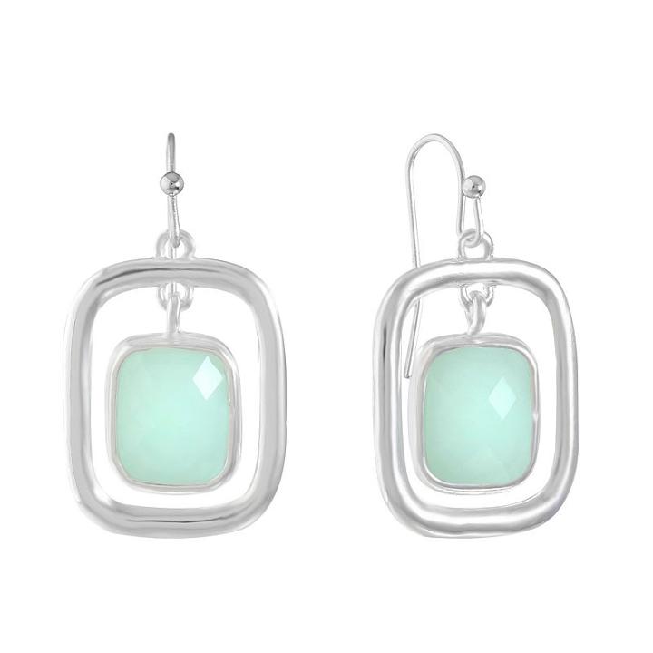 Liz Claiborne Blue Square Drop Earrings