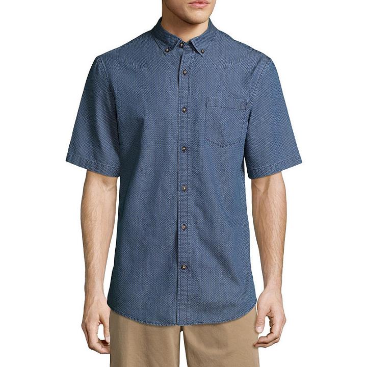 St. John's Bay Short Sleeve Geometric Button-front Shirt-slim