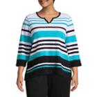 Alfred Dunner Play Date Striped Tee- Plus