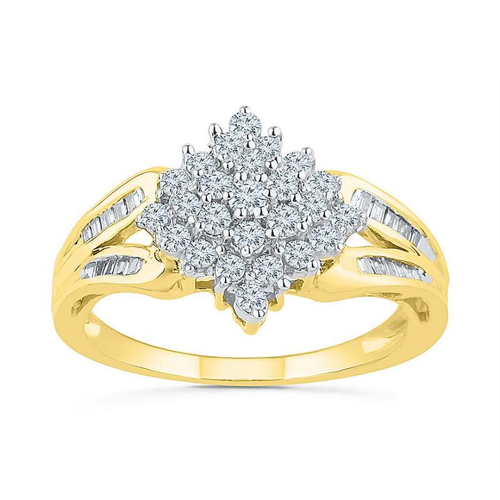 Womens 1/2 Ct. T.w. Multi-shape White Diamond Gold Engagement Ring
