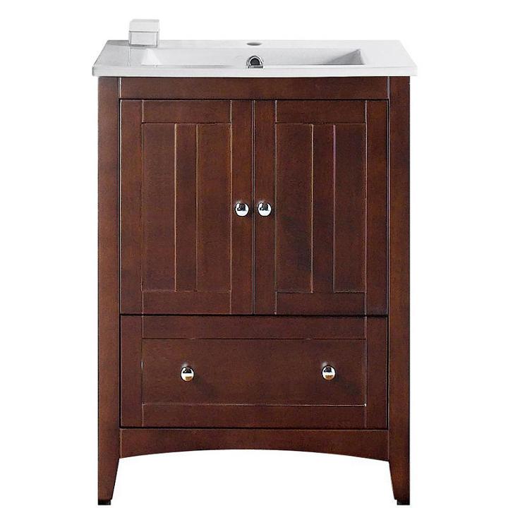 30-in. W Floor Mount Walnut Vanity Set For 1 Holedrilling