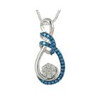 1/3 Ct. T.w. White And Color-enhanced Blue 10k White Gold Pendant Necklace