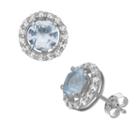 Blue Aquamarine Sterling Silver Stud Earrings