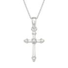 Womens Diamond Accent Genuine White Diamond Sterling Silver Cross Pendant Necklace