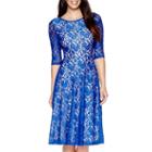 Melrose 3/4-sleeve Lace Fit-and-flare Dress