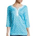 St. John's Bay 3/4 Sleeve Embroidered Tunic - Tall