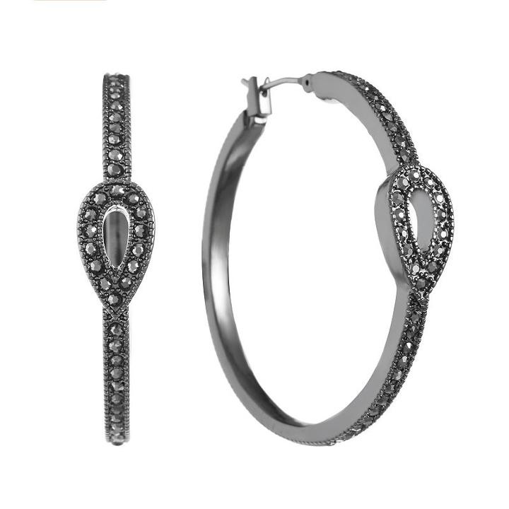 Liz Claiborne Gray 40mm Hoop Earrings