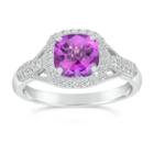Womens 1/4 Ct. T.w. Genuine Amethyst Purple 10k Gold Halo Ring