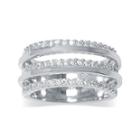 Cubic Zirconia Silver-plated 5-row Ring