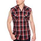 Ely Cattleman Sleeveless Plaid Snap-front Shirt