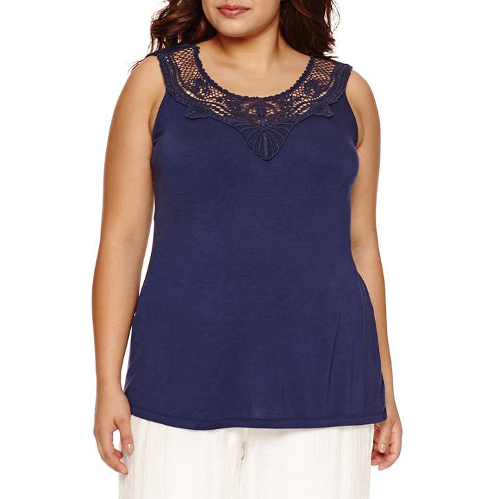 Alyx Sleeveles Crochet Neck Tank Top-plus