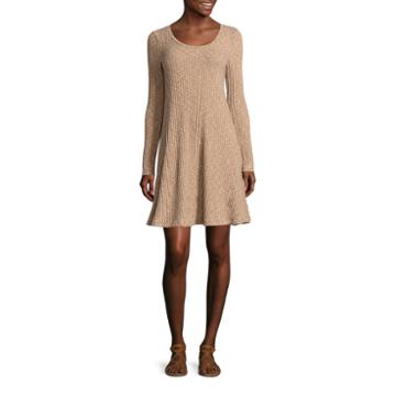Eyeshadow Long-sleeve Ribbed-knit Dress - Juniors