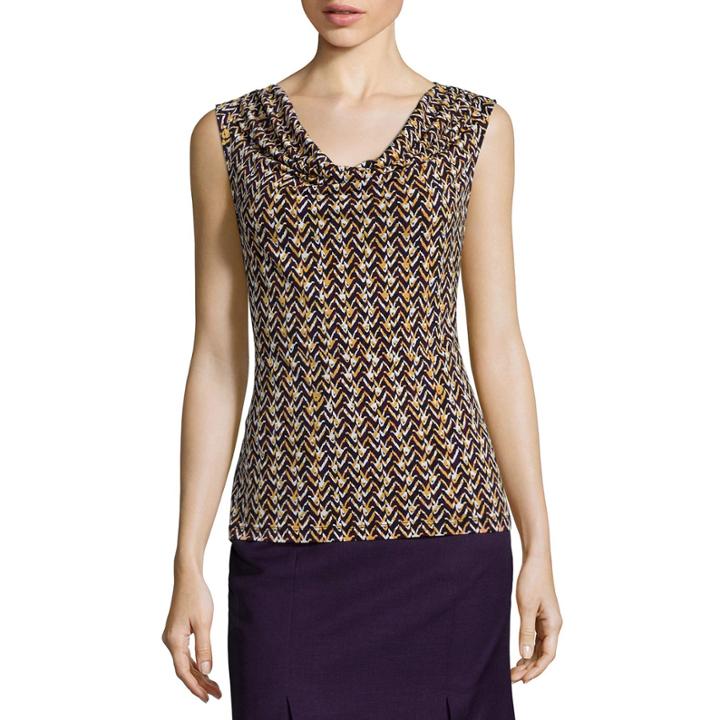 Black Label By Evan-picone Sleeveless Multi-print Blouse
