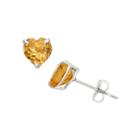 Heart Yellow Citrine 10k Gold Stud Earrings