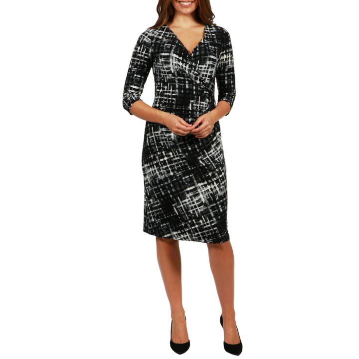 24/7 Comfort Apparel Royal Faux Wrap Dress