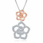 Enchanted Disney Fine Jewelry 1/5 C.t.t.w. Diamond Sterling Silver With 14k Rose Gold Accent Belle Pendant Necklace
