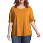 Boutique + 3/4 Sleeve Crew Neck Knit Blouse - Plus