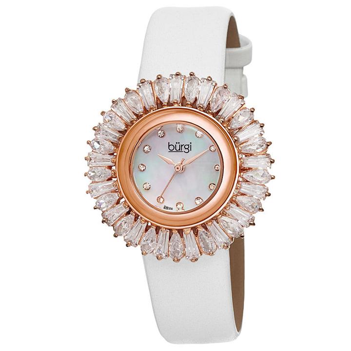 Burgi Womens White Strap Watch-b-092wt