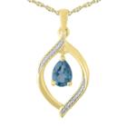 Womens Genuine Blue Topaz 10k Gold Over Silver Pendant Necklace