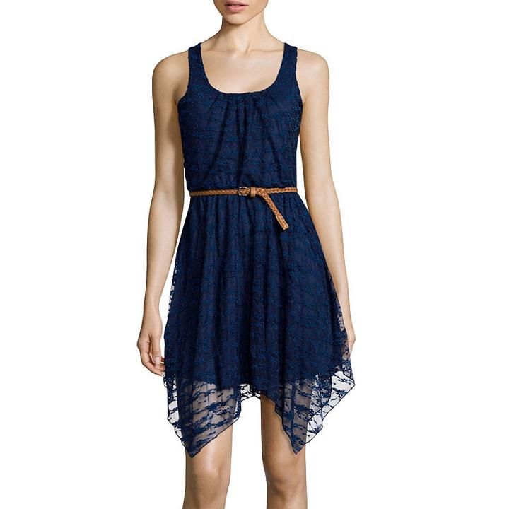 Love Reigns Sleeveless Lace Sharkbite Dress- Juniors