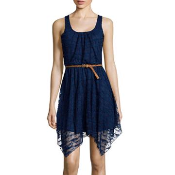 Love Reigns Sleeveless Lace Sharkbite Dress- Juniors