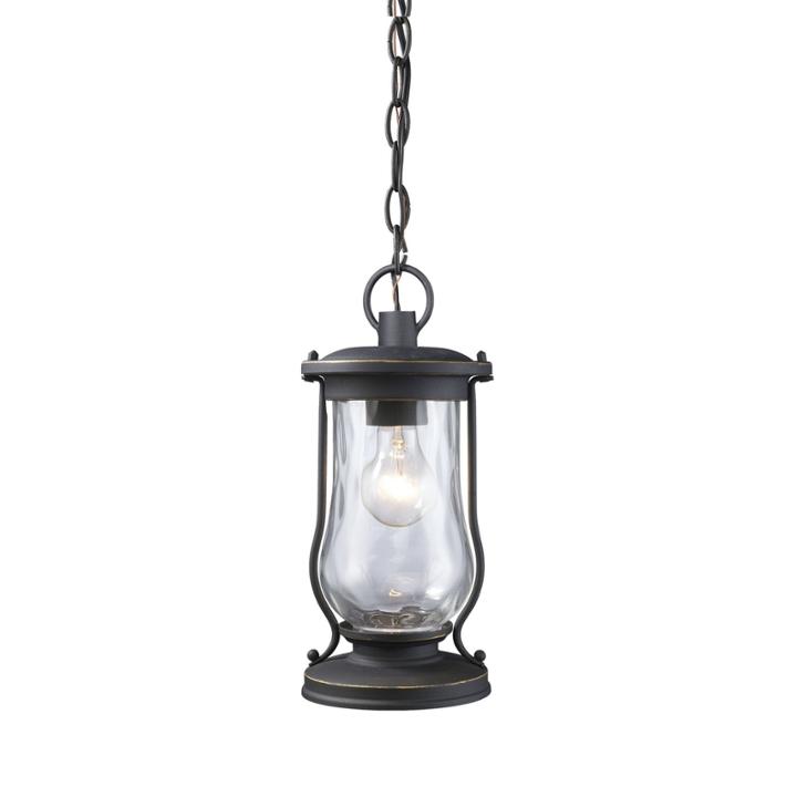 Farmstead 1-light Outdoor Pendant In Matte Black