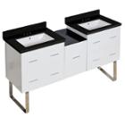 61.5-in. W Floor Mount White Vanity Set For 3h4-in. Drilling Black Galaxy Top White Um Sink