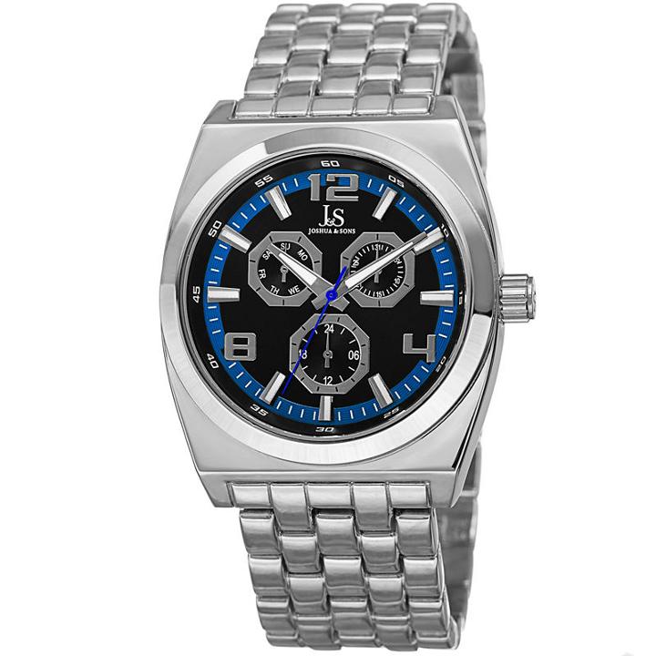 Joshua & Sons Mens Silver Tone Strap Watch-j-93bu