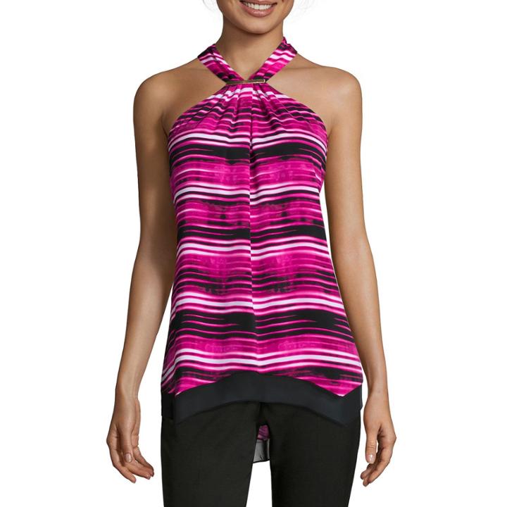 Worthington Chiffon Pleated Halter Top - Tall