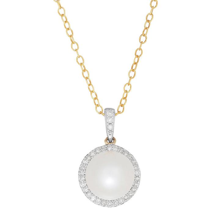 Sofia Sofia Womens 1/8 Ct. T.w. White Pearl 10k Gold Pendant Necklace