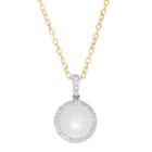 Sofia Sofia Womens 1/8 Ct. T.w. White Pearl 10k Gold Pendant Necklace