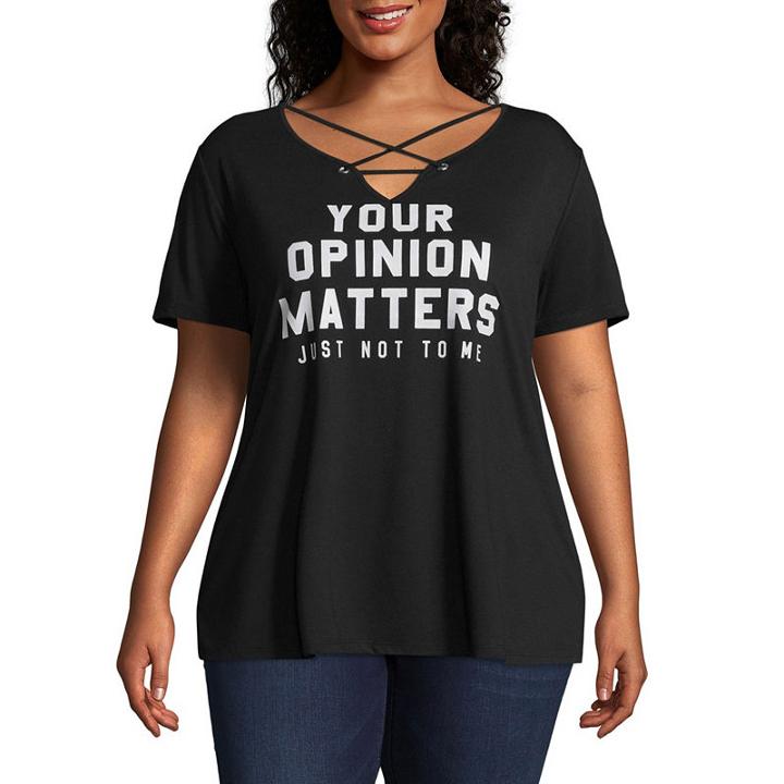 Your Opinion Matters Criss Cross Tee - Juniors Plu
