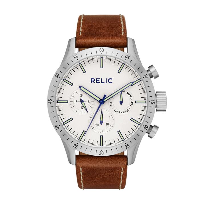 Relic Mens Brown Strap Watch-zr15891
