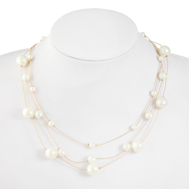 Monet Jewelry Womens White Simulated Pearls Illusion Necklace
