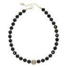 Monet Gold-tone Black Bead Collar Necklace