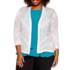 Worthington 3/4 Sleeve Open Stitch Cardigan - Plus