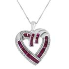 Lab-created Ruby And Diamond-accent Heart Pendant Necklace