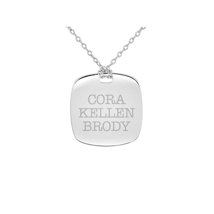 Personalized Sterling Silver 20mm Family Name Pendant Necklace