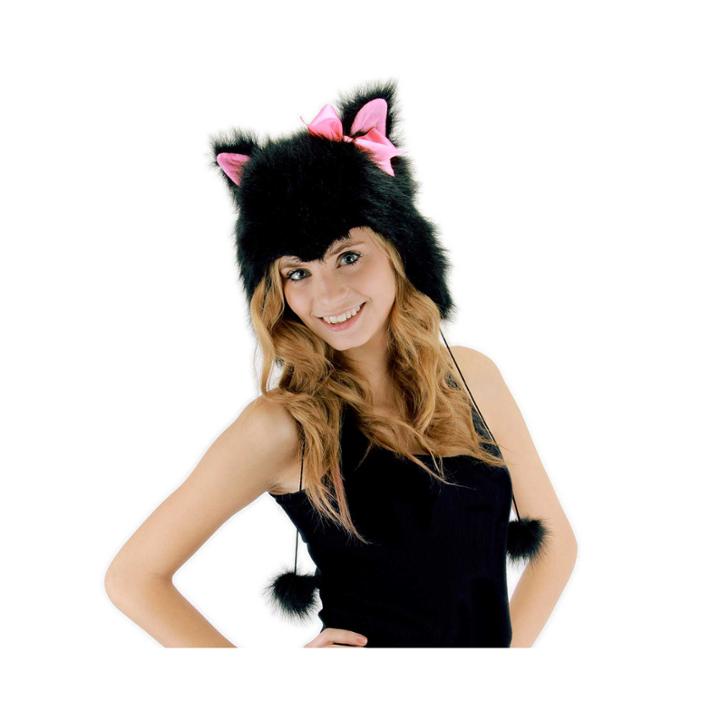 Kitty Hoodie Hat Black