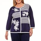 Alfred Dunner Montego Bay Block Striped Sweater-plus