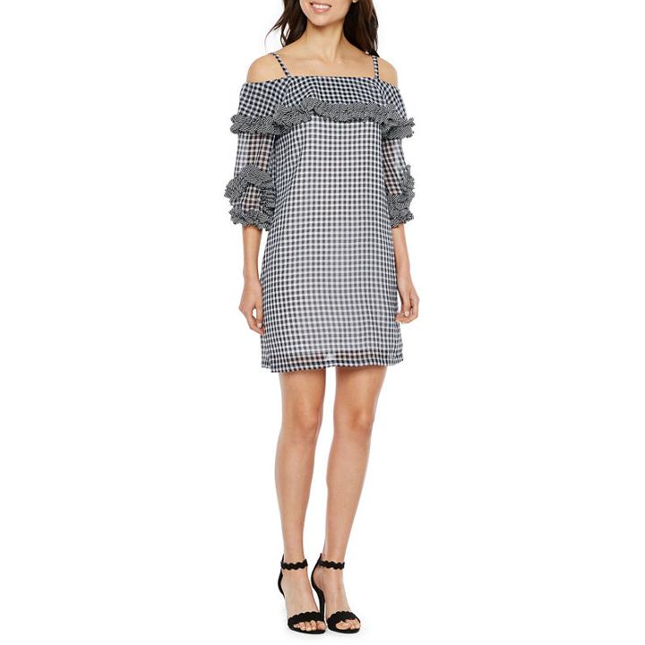 Danny & Nicole 3/4 Sleeve Gingham Shift Dress