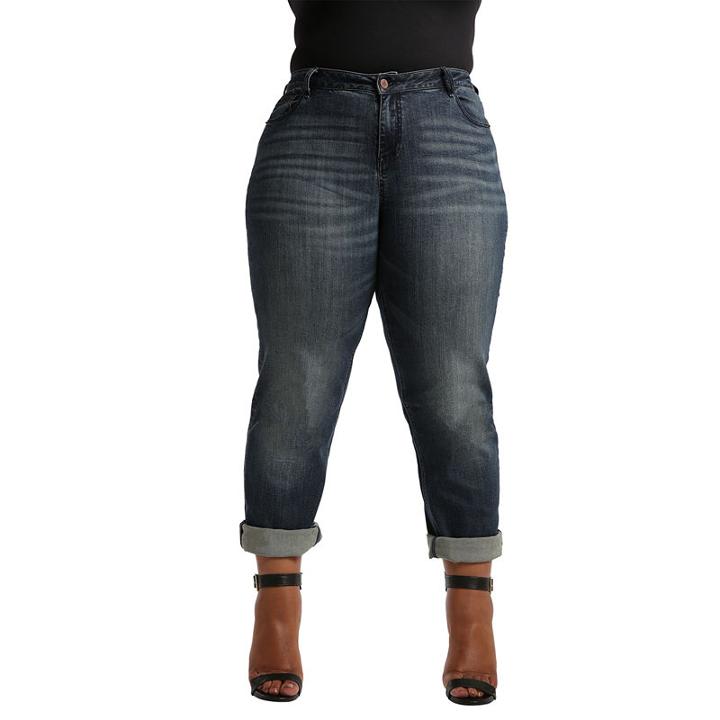 Poetic Justice Curvy Rolled Cuff Boyfriend Jean - Plus
