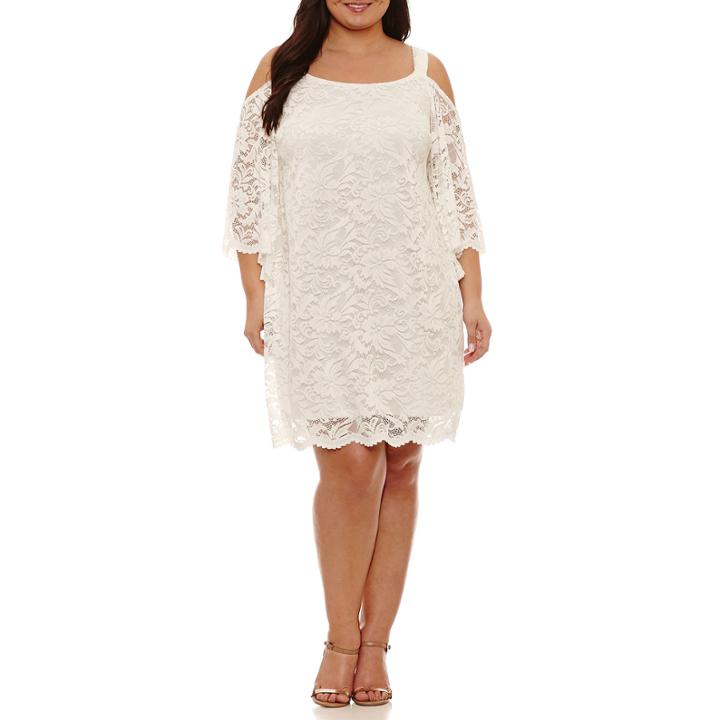 Robbie Bee Long Sleeve Floral Shift Dress-plus