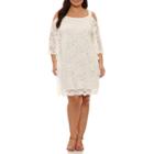 Robbie Bee Long Sleeve Floral Shift Dress-plus