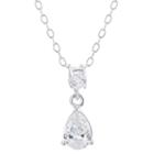 Silver Treasures Womens Clear Pear Pendant Necklace