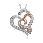 Hallmark Diamonds 1/4 Ct. T.w. Diamond Sterling Silver Heart Pendant With 14k Rose Gold Accent