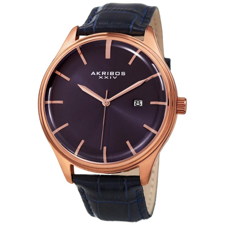 Akribos Xxiv Mens Black Strap Watch-a-914bu