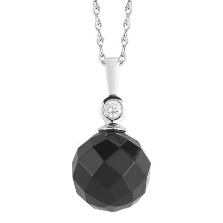 Onyx & White Topaz Faceted Drop Pendant Necklace