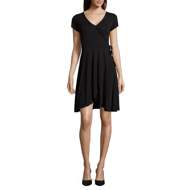Decree Faux-wrap Skater Dress - Juniors